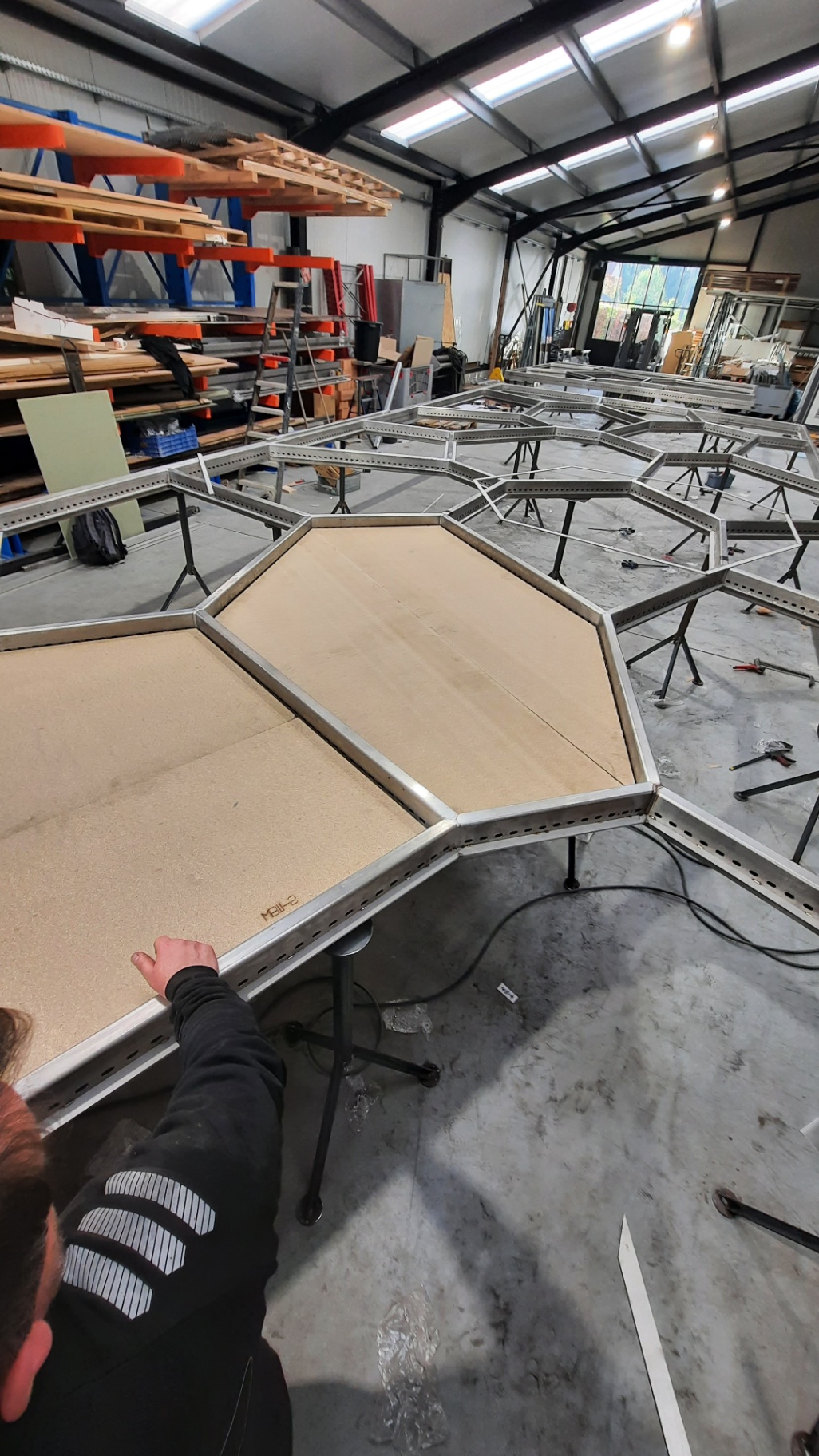Laser-cut wooden cell shapes used as glass test-fits