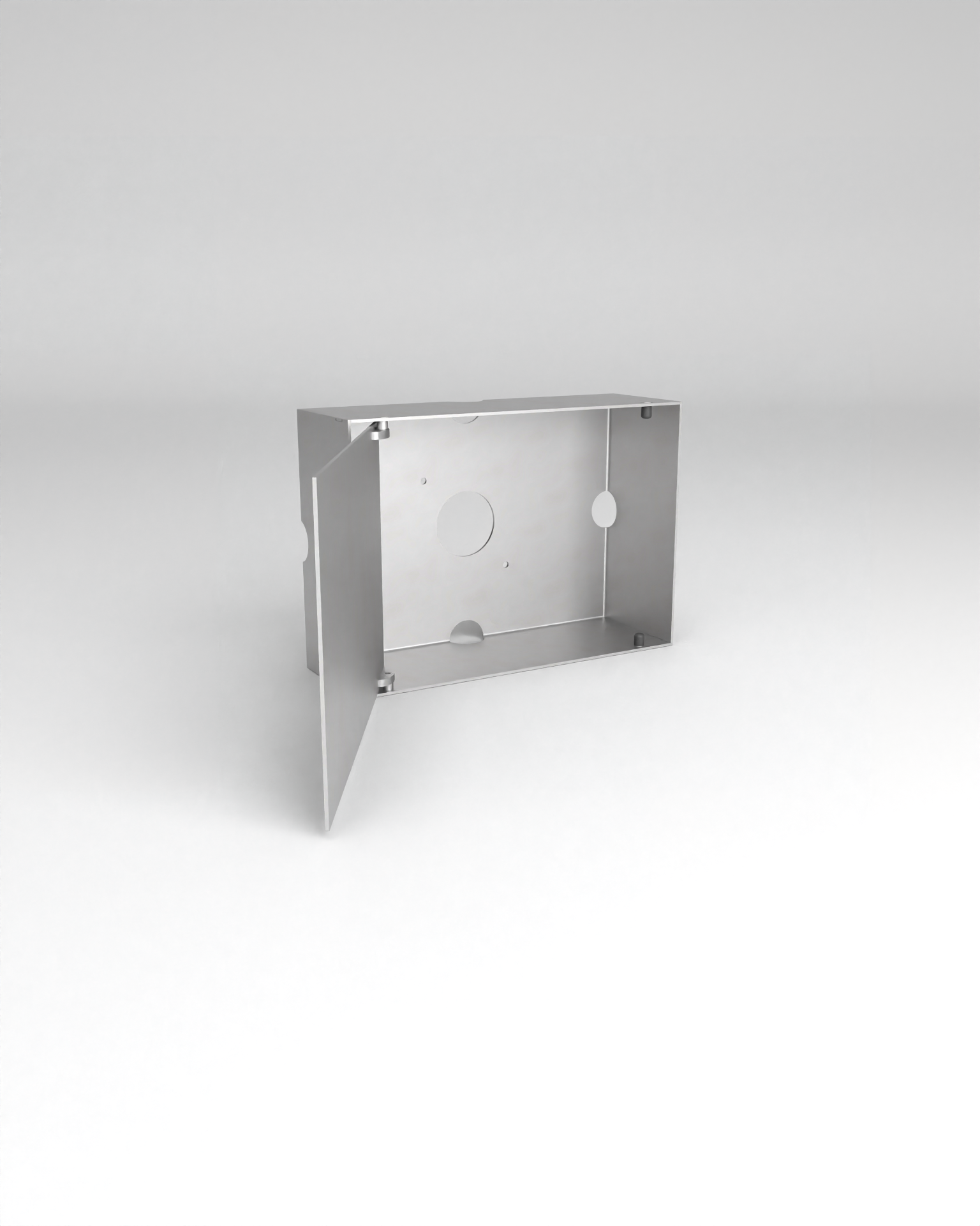 Studio render of the HIDN box enclosure without the internal unit