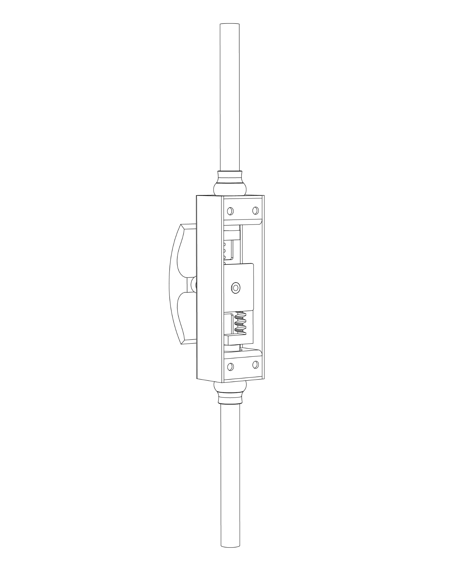 SolidWorks drawing — closure mechanism front view